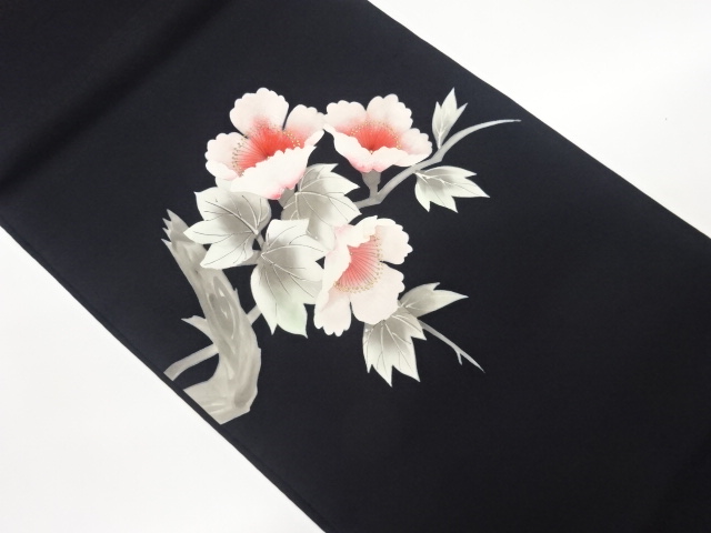 JAPANESE HIRAKI NAGOYA OBI / SHIOZE / HAND PAINTED / KINSAI / LEAVES
